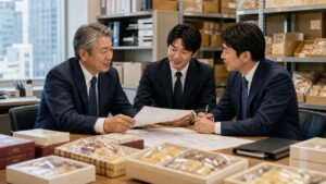 日本橋周辺の菓子卸・食品卸の統合を想定したM&A事例のアイキャッチ