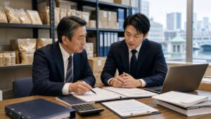 日本橋の卸売商社の台帳・在庫整理を説明するM&Aコラムのアイキャッチ